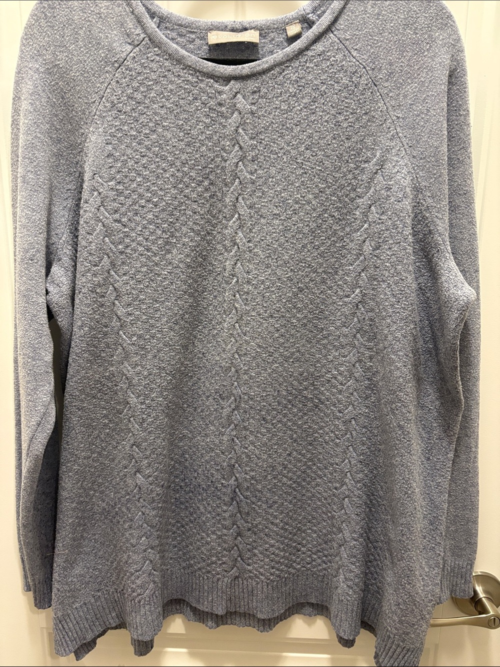 Evolution by Cyrus 2X Blue Cable Knit Sweater Side Slit Plus Size